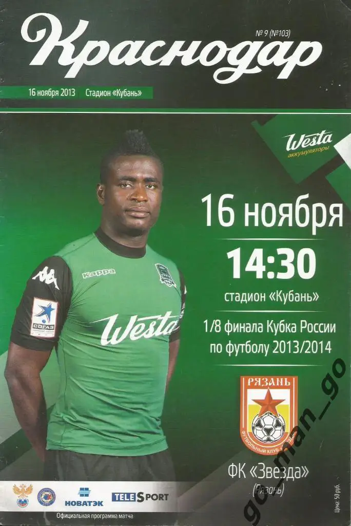 ФК КРАСНОДАР – ЗВЕЗДА Рязань 16.11.2013, кубок России, 1/8 финала.