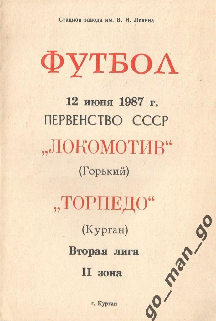 ТОРПЕДО Курган – ЛОКОМОТИВ Горький / Нижний Новгород 12.04.1987.