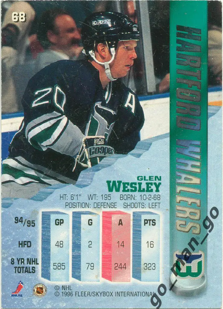 Glen Wesley (Hartford Whalers). Fleer Metal NHL 1995-1996, № 68. 1