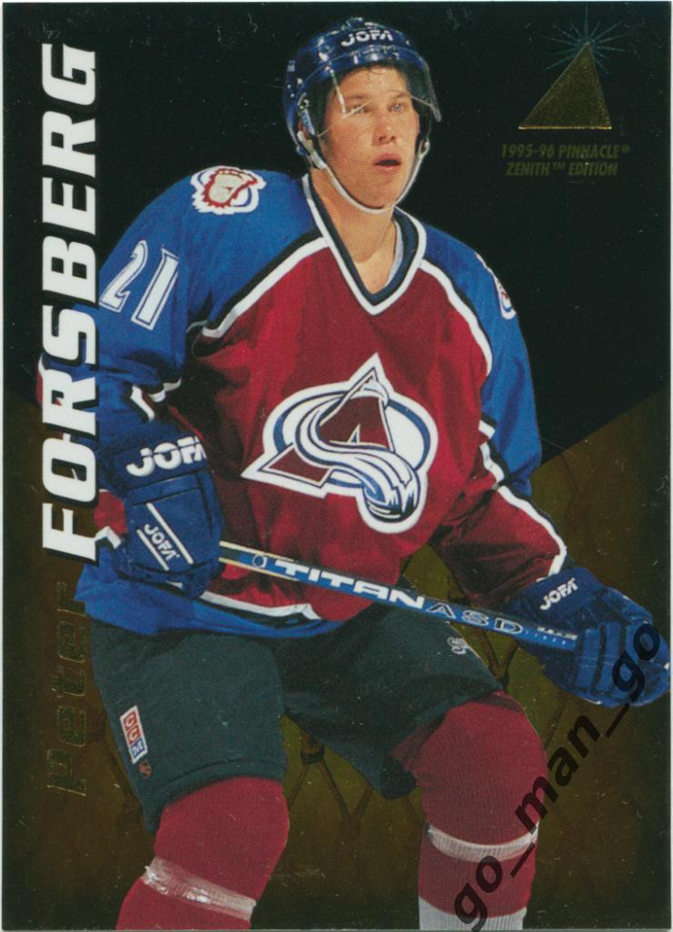 Peter Forsberg (Colorado Avalanche). Pinnacle Zenith NHL 1995-1996, № 70.