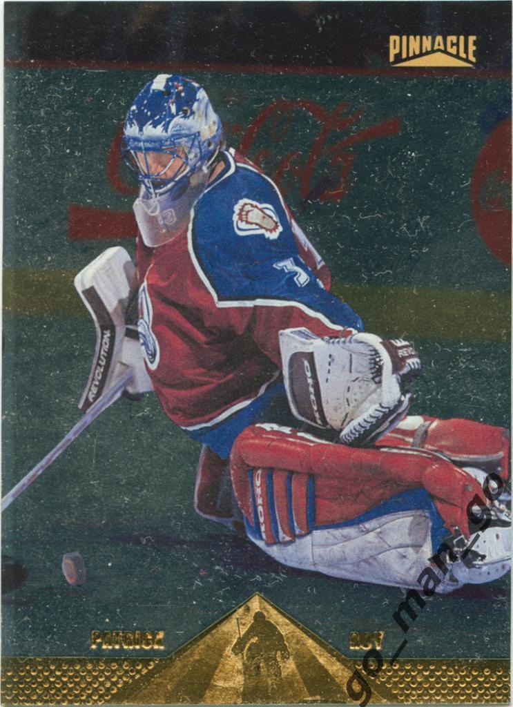Patrick Roy (Colorado Avalanche). Pinnacle NHL 1996-1997, foil, № 138.