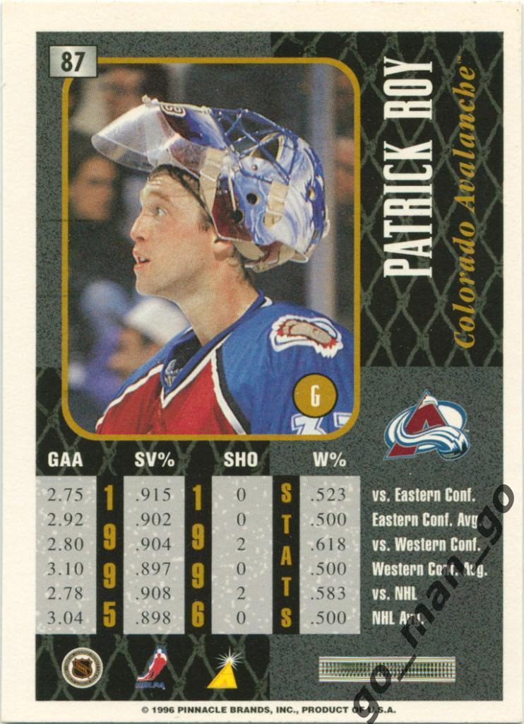 Patrick Roy (Colorado Avalanche). Pinnacle Summit 1996-1997, № 87. 1