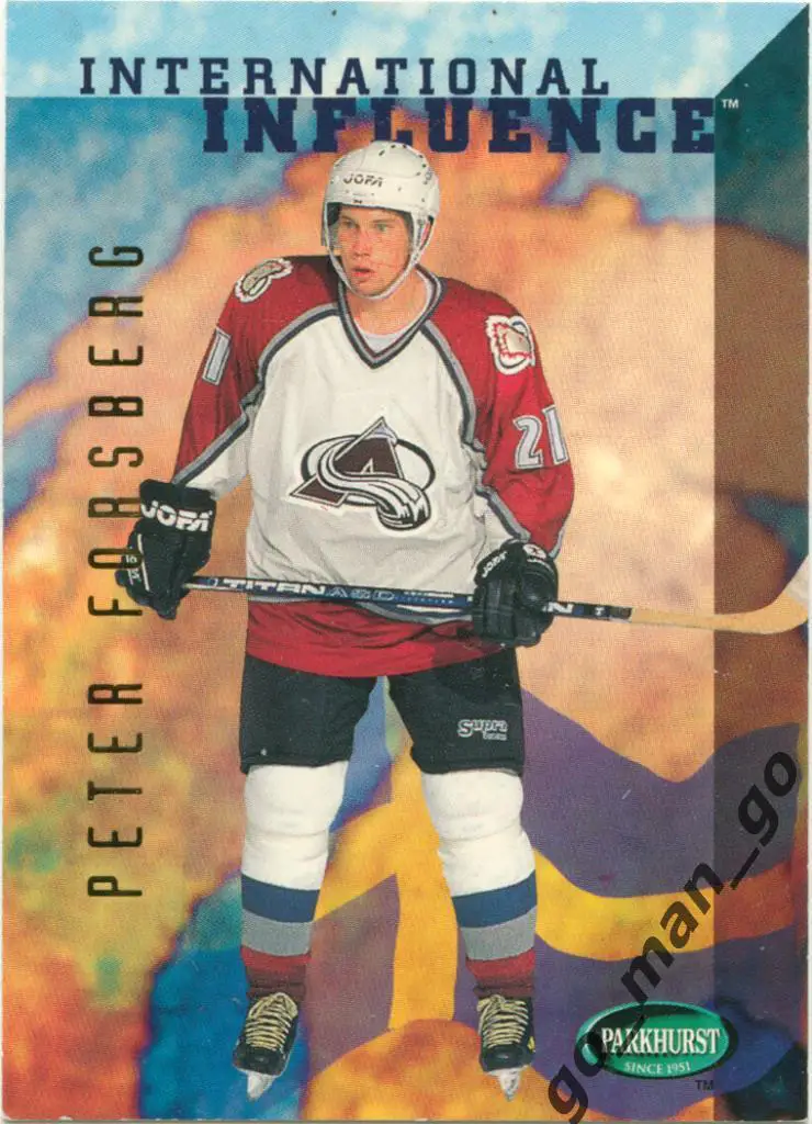 Peter Forsberg (Colorado Avalanche). Parkhurst International 1995-1996, № 237.