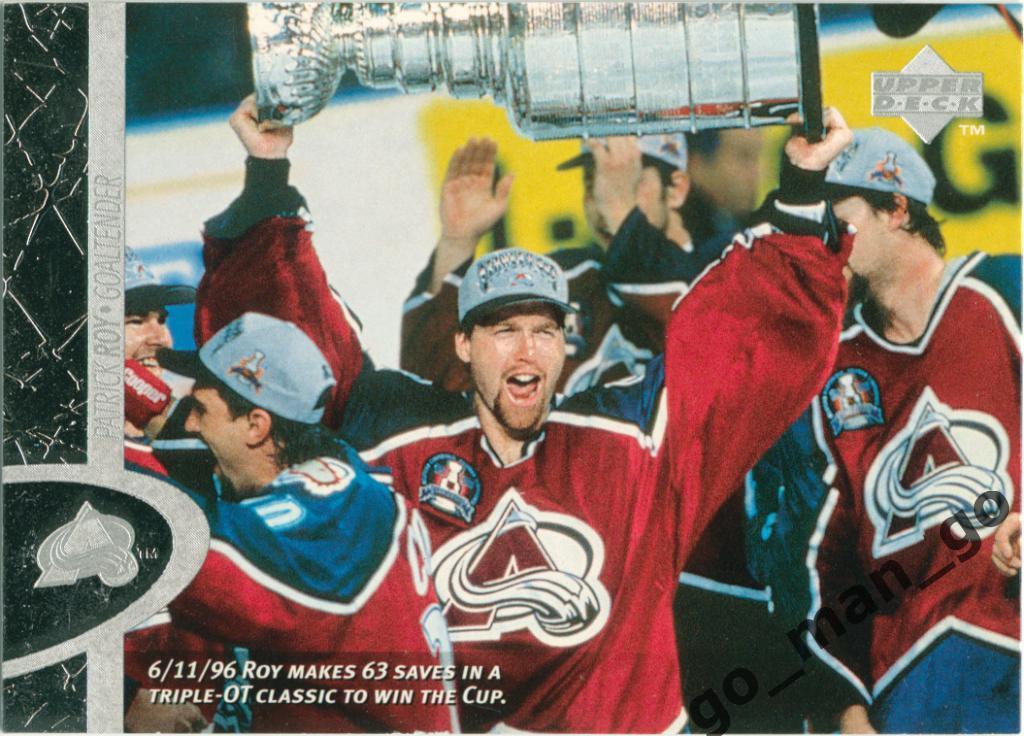 Patrick Roy (Colorado Avalanche). Upper Deck NHL 1996-1997, № 38.