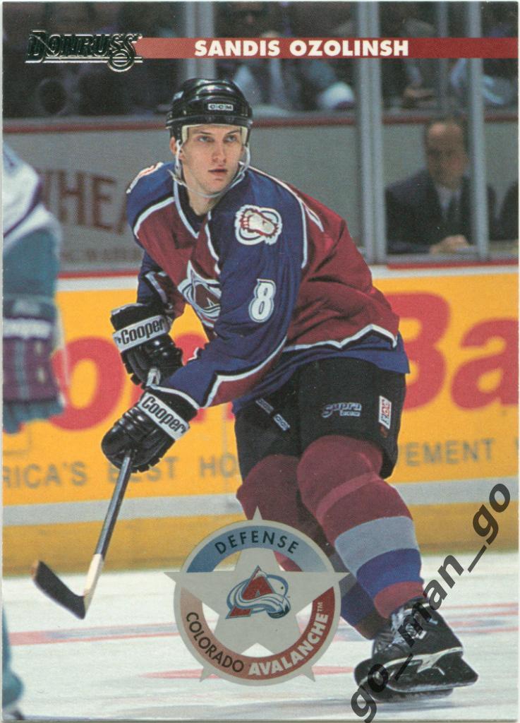 Sandis Ozolinsh Сандис Озолиньш Colorado Avalanche. Donruss NHL 1996-1997 № 104.