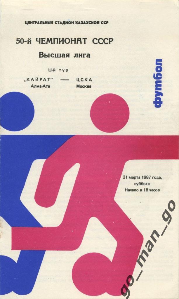 КАЙРАТ Алма-Ата – ЦСКА Москва 21.03.1987.