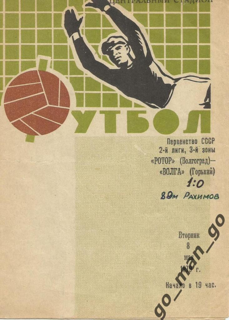 РОТОР Волгоград – ВОЛГА Горький / Нижний Новгород 08.05.1979.