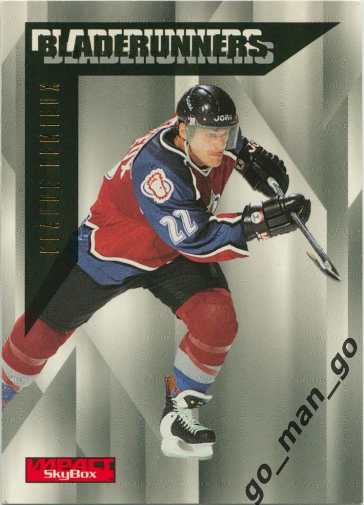 Claude Lemieux (Colorado Avalanche). SkyBox Impact Bladerunners 1996-1997, № 12.