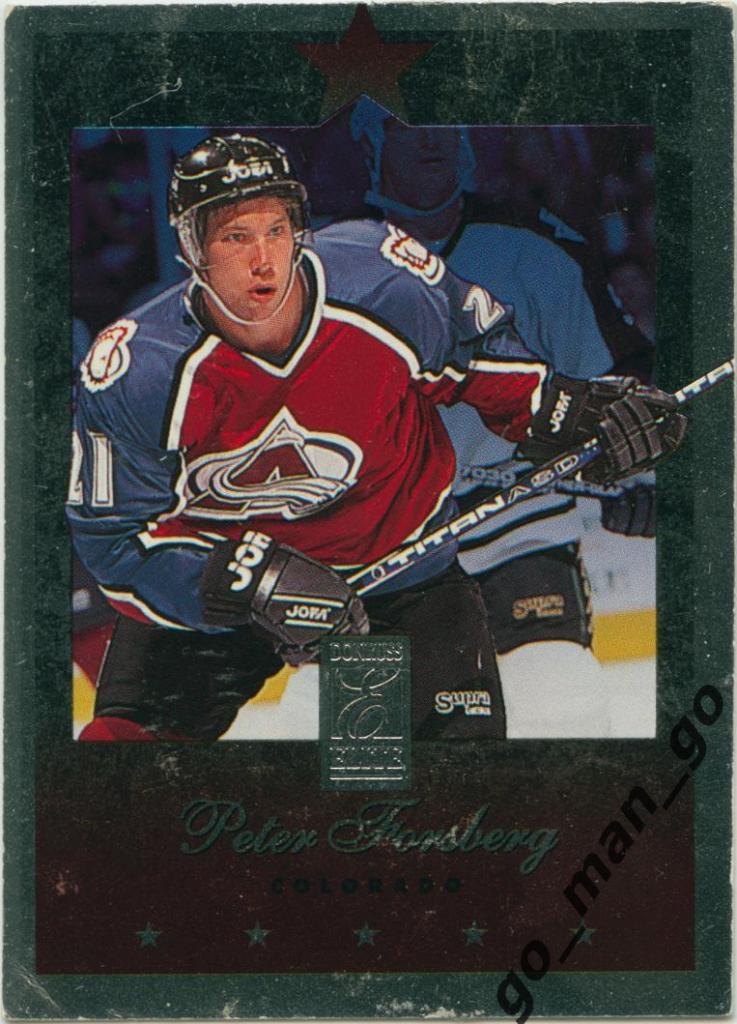 Peter Forsberg (Colorado Avalanche). Donruss Elite 1995-1996, № 39.