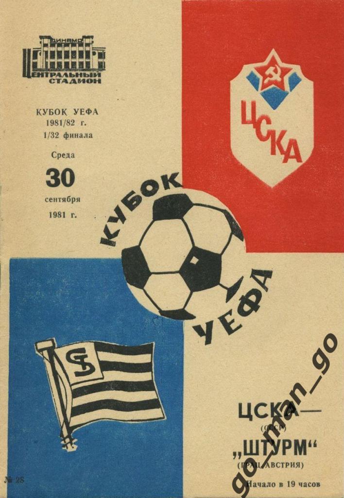 ЦСКА Москва – ШТУРМ Грац 30.09.1981, кубок УЕФА, 1/32 финала.