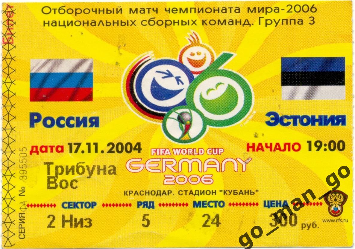 РОССИЯ сборная – ЭСТОНИЯ сборная 17.11.2004, чемпионат мира, квалификация.