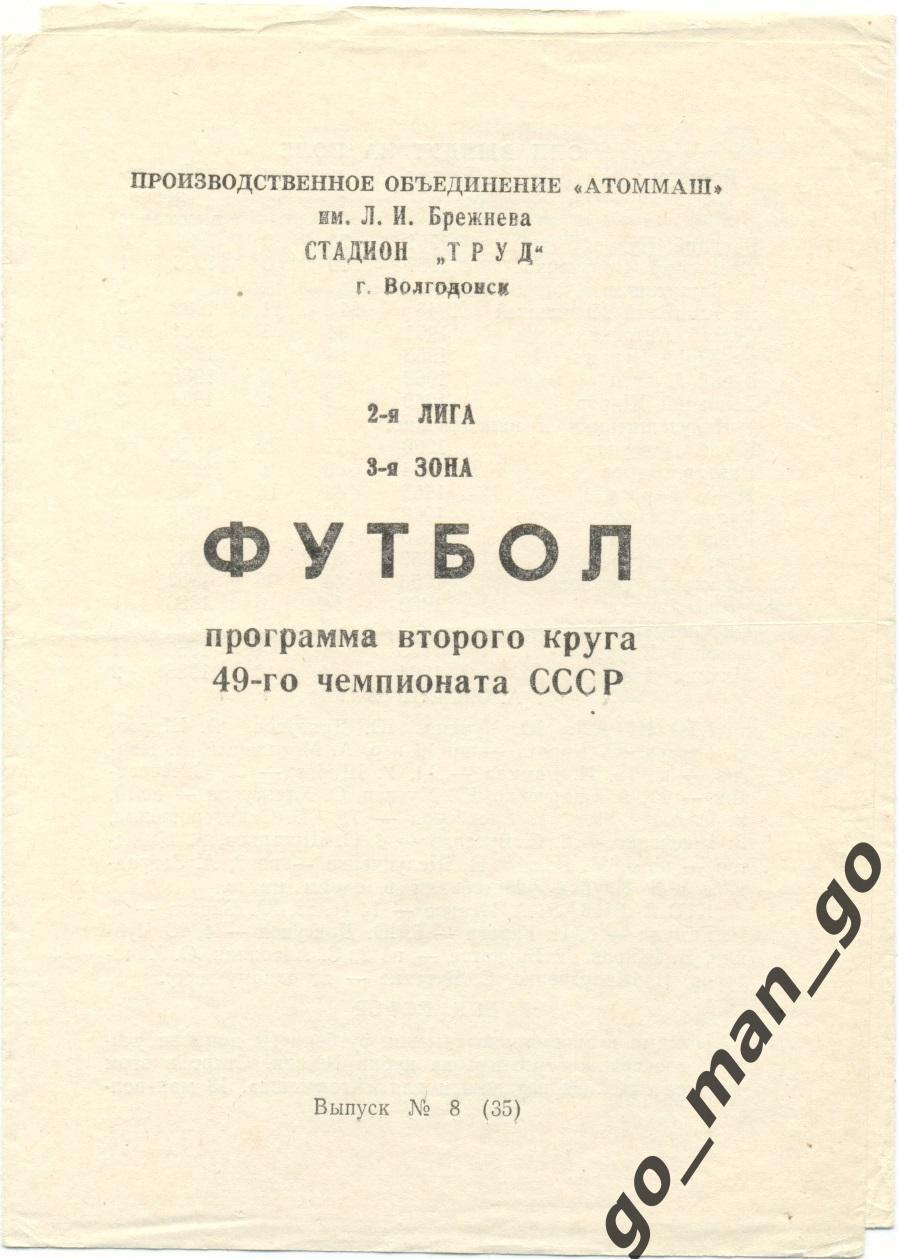 АТОММАШ Волгодонск 1986 (второй круг).