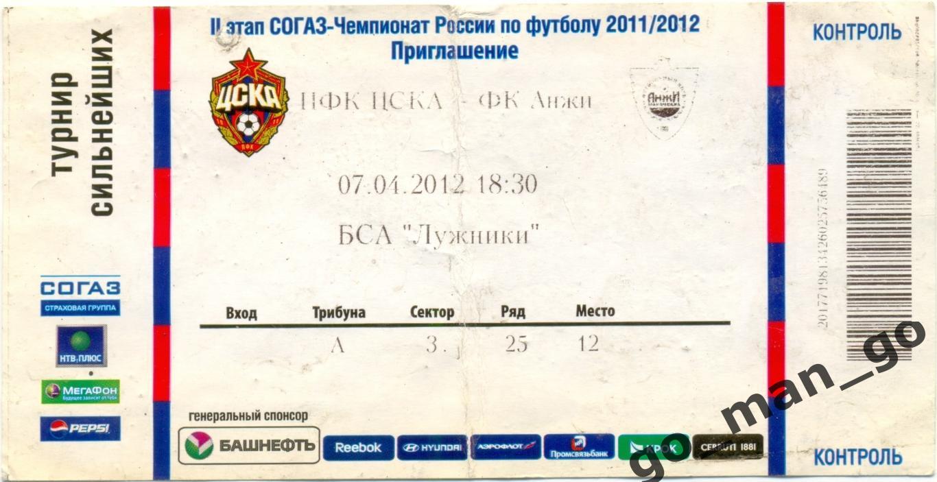 ЦСКА Москва – АНЖИ Махачкала 07.04.2012.
