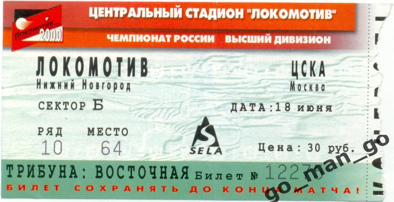ЛОКОМОТИВ Нижний Новгород – ЦСКА Москва 18.06.2000.