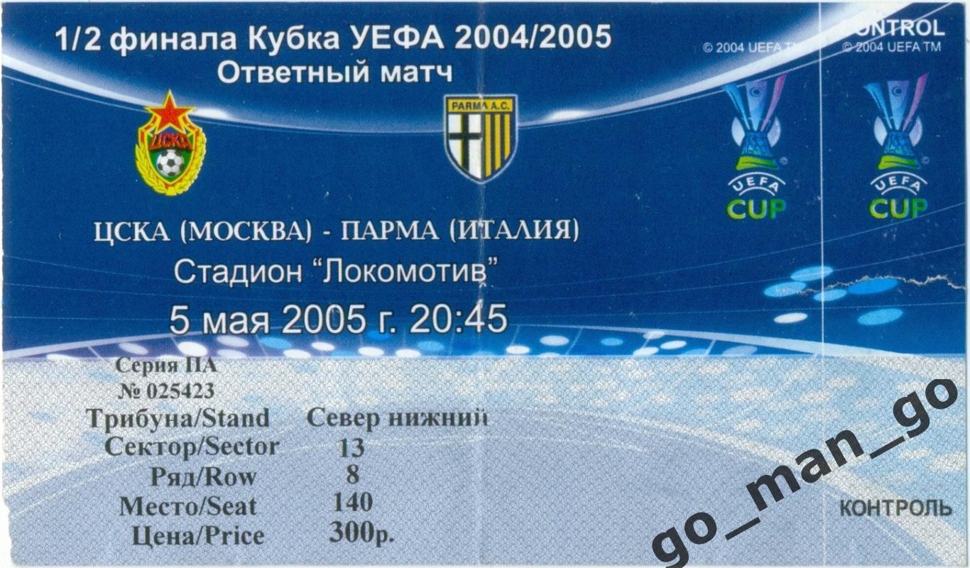 ЦСКА Москва – ПАРМА 05.05.2005, кубок УЕФА, 1/2 финала.