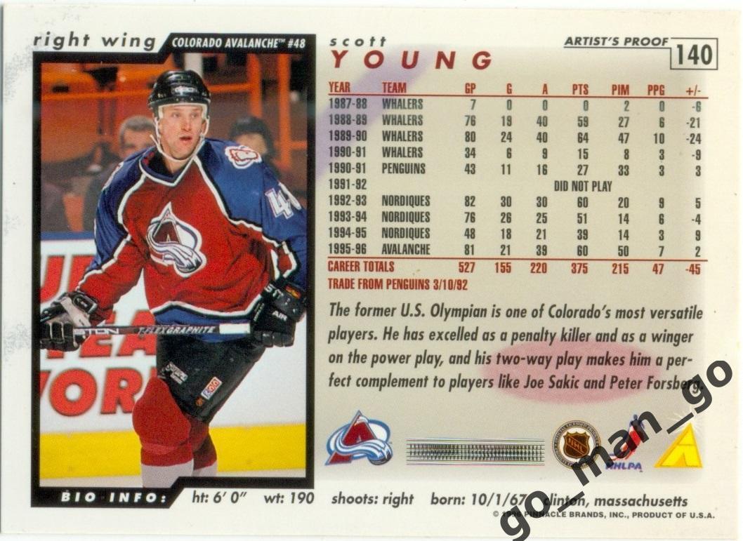 Scott Young (Colorado Avalanche). Score NHL Artists Proofs 1996-1997. № 140. 1