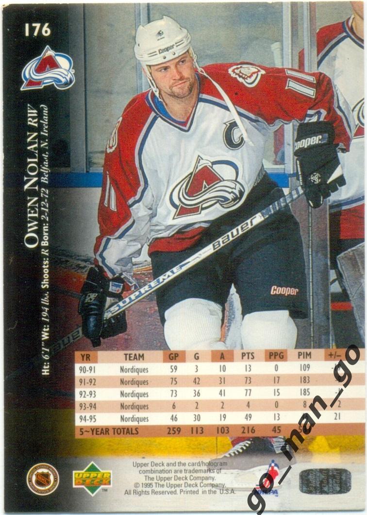 Owen Nolan (Colorado Avalanche). Upper Deck NHL 1995-1996, № 176. 1