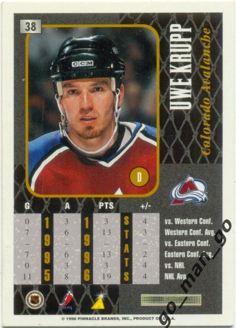 Uwe Krupp (Colorado Avalanche). Pinnacle Summit NHL 1996-1997, № 38. 1