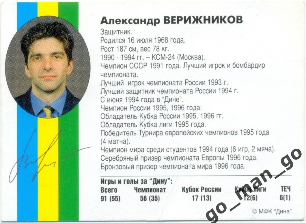 Александр Верижников. Мини-футбольный клуб Дина Москва 1997, вид 2. 1