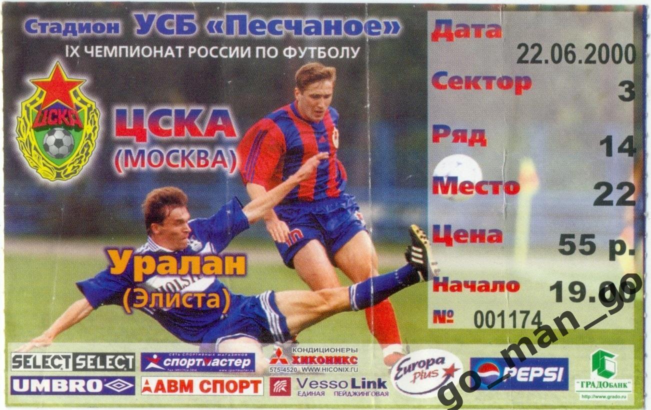 ЦСКА Москва – УРАЛАН Элиста 22.06.2000.