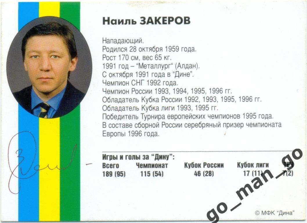 Наиль Закеров. Мини-футбольный клуб Дина Москва 1997, вид 2. 1