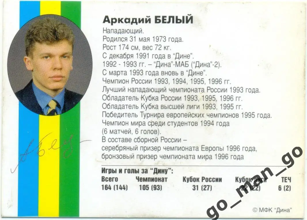Аркадий Белый. Мини-футбольный клуб Дина Москва 1997, вид 2. 1