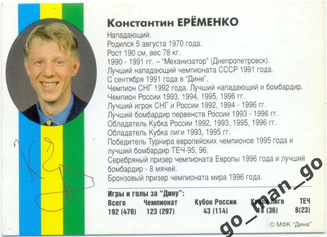 Константин Еременко. Мини-футбольный клуб Дина Москва 1997, вид 3. 1