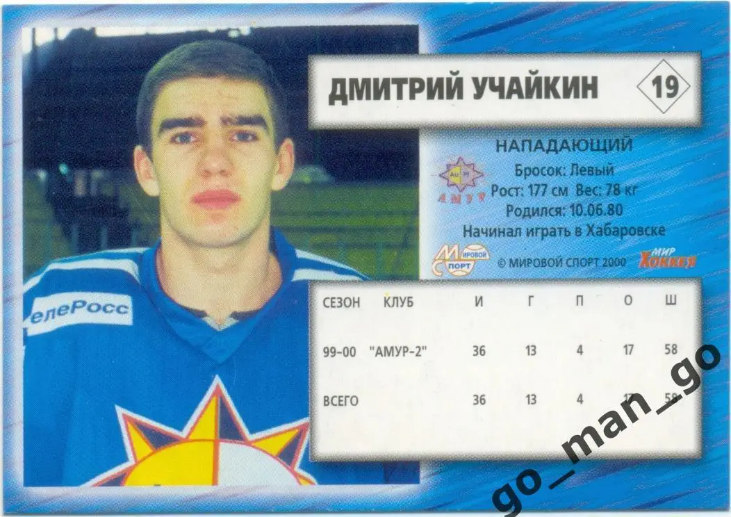 Дмитрий Учайкин (Амур Хабаровск). Мировой спорт Российский хоккей 2000-2001 № 19 1