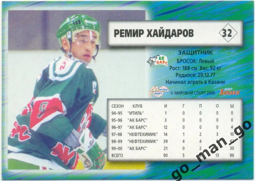 Ремир Хайдаров (Ак Барс Казань). Мировой спорт Российский хоккей 2000-2001, № 32 1