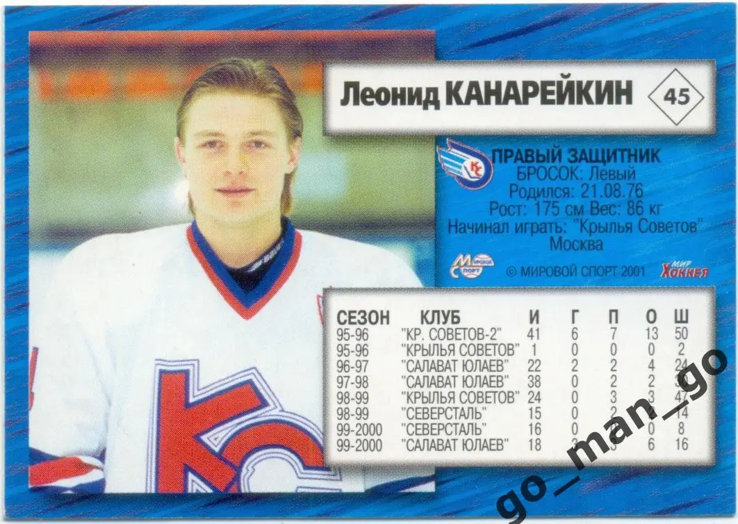 Леонид Канарейкин (Крылья Советов) Мировой спорт Российский хоккей 2000-2001, 45 1