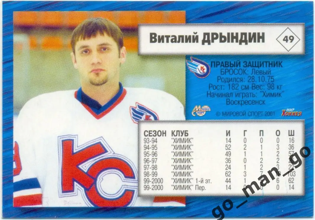 Виталий Дрындин (Крылья Советов). Мировой спорт Российский хоккей 2000-2001 № 49 1