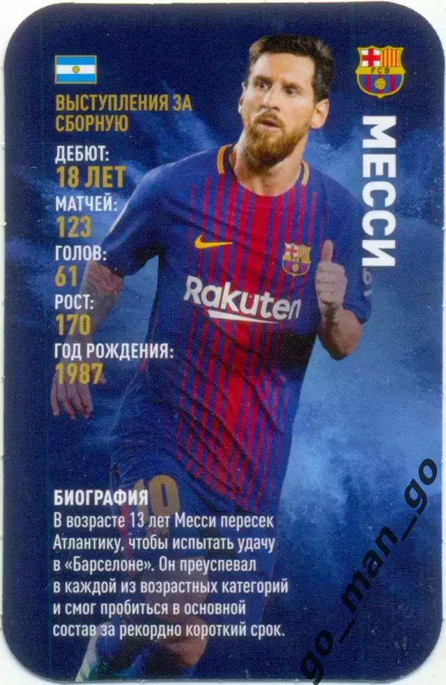 Лионель Месси (Барселона). Top Trumps. Звёзды мирового футбола 2018.