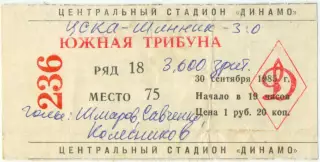 ЦСКА Москва – ШИННИК Ярославль 30.09.1985.