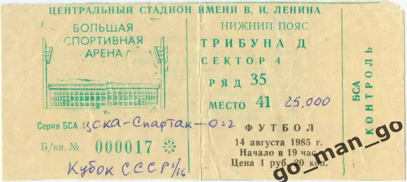 СПАРТАК Москва – ЦСКА Москва 14.08.1985, кубок СССР, 1/16 финала.