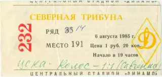 ЦСКА Москва – КОЛОС Никополь 06.08.1985.