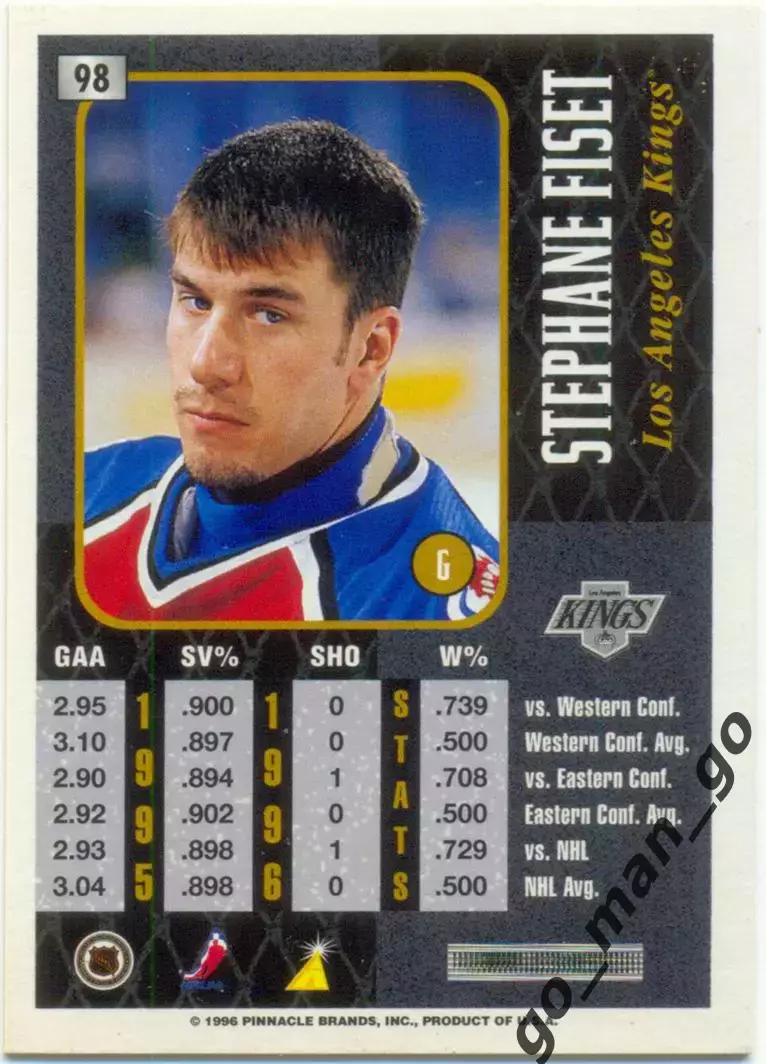Stephane Fiset (Los Angeles / Colorado). Pinnacle Summit Premium 1996-1997, № 98 1