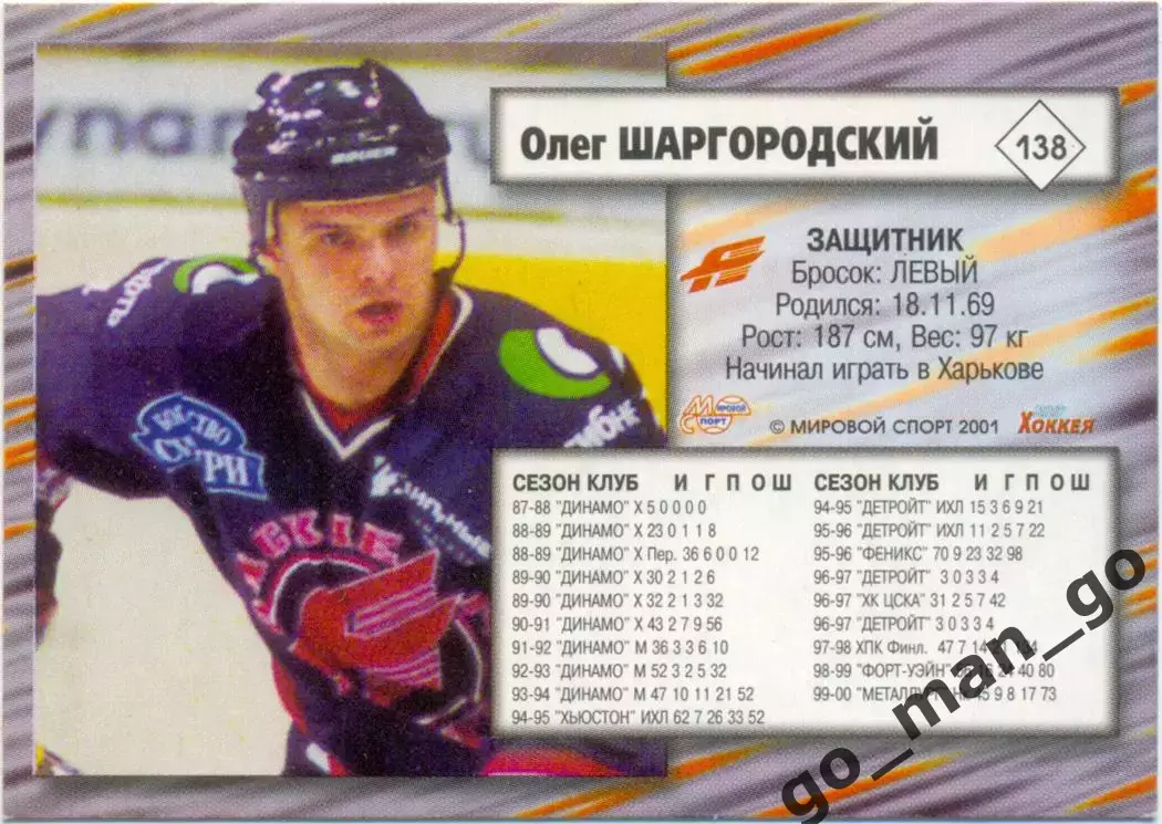 Олег Шаргородский (Авангард Омск). Мировой спорт Российский хоккей 2000-2001 138 1