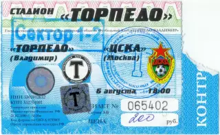 ТОРПЕДО Владимир – ЦСКА Москва 06.08.2008, кубок России, 1/16 финала.