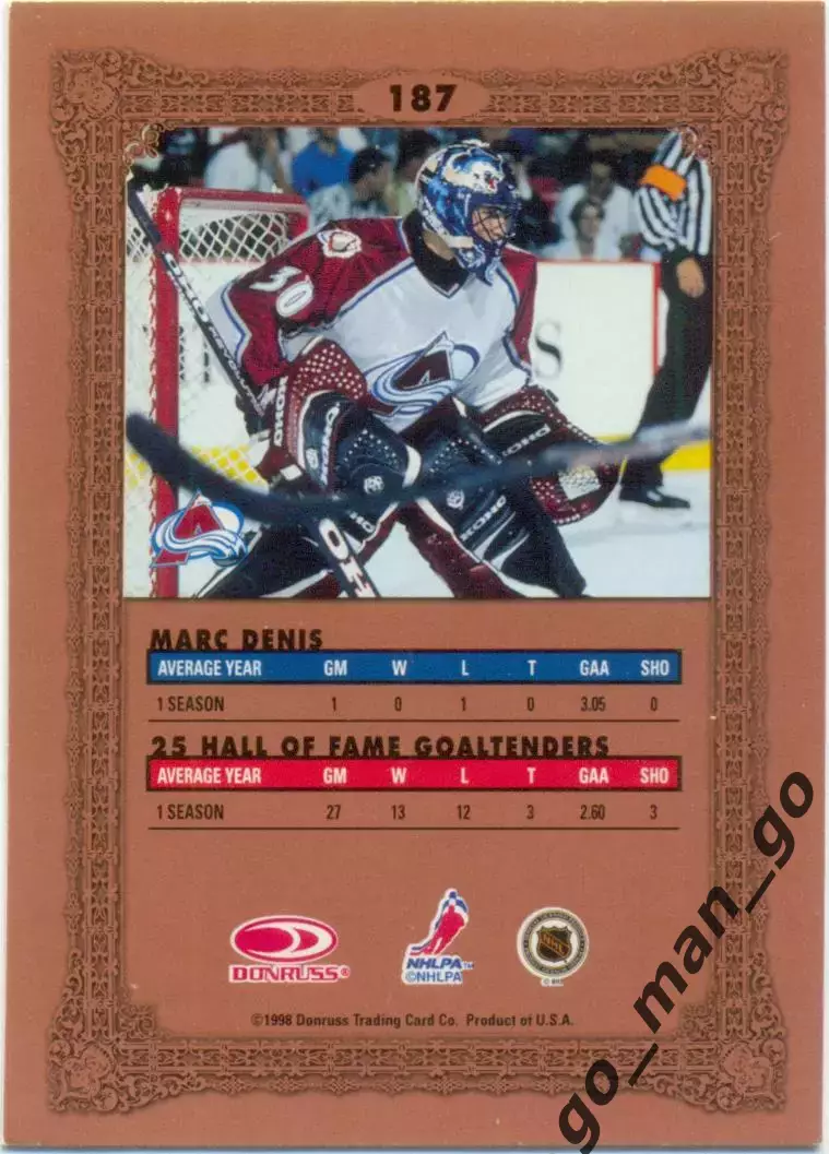Marc Denis (Colorado Avalanche). Donruss Preferred NHL 1997-1998, № 187. 1