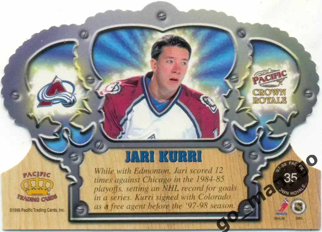 Jari Kurri (Colorado Avalanche). Pacific Crown Collection Royale 1997-1998, № 35 1