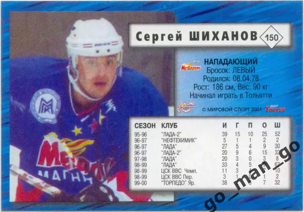 Сергей Шиханов Металлург Магнитогорск. Мировой спорт Российский хоккей 2000-2001 1
