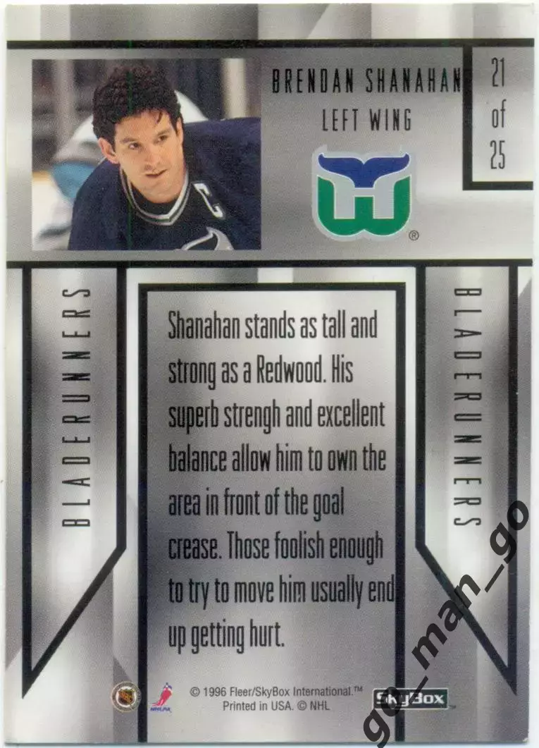 Brendan Shanahan (Hartford Whalers). SkyBox Impact BladeRunners 1996-1997, № 21. 1